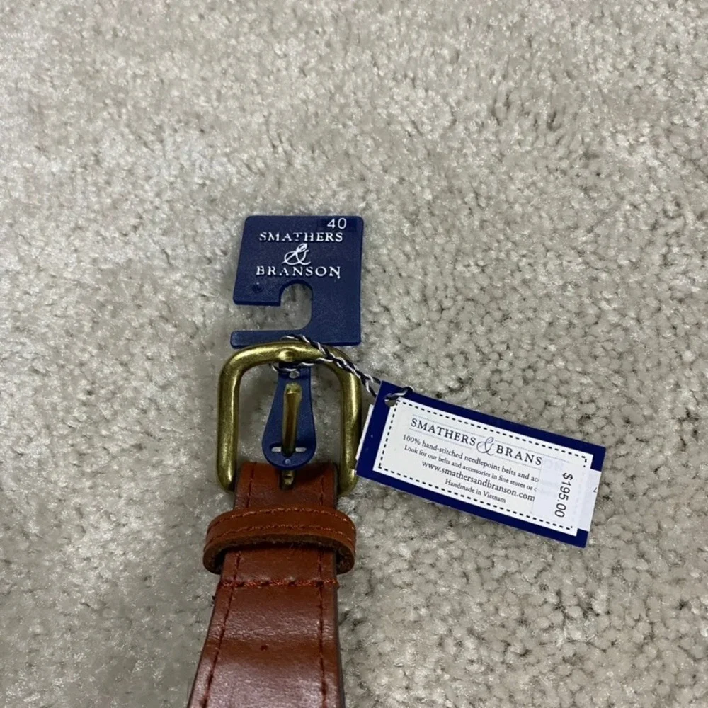 Smathers & Branson Brooks Brothers Belt Mens 40 Golden Fleece Needlepoint Preppy